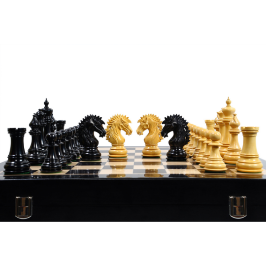 The Ruffian American Series Staunton dreifach gewichtete Schachfiguren aus Ebenholz/Buchsbaum – 4,8" King