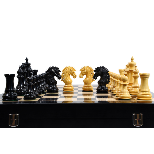 The Ruffian American Series Staunton Pièces d'échecs triples lestées en bois d'ébène/buis – King 4,8"