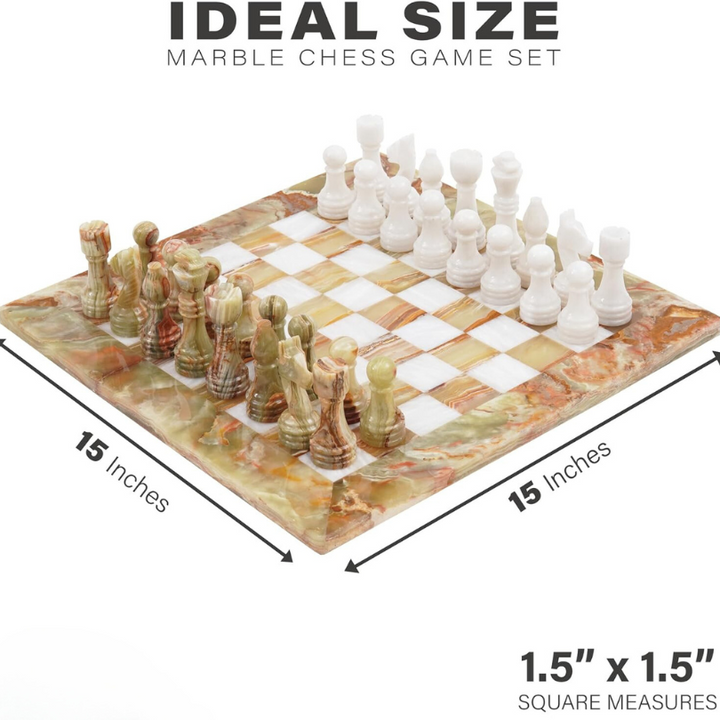 Marble Chess Set 12 Inches Green Onyx & White