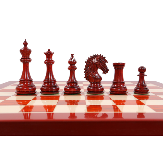 The Ruffian American Series Staunton Pièces d'échecs triples lestées en padouk africain/buis – King size 12,2 cm
