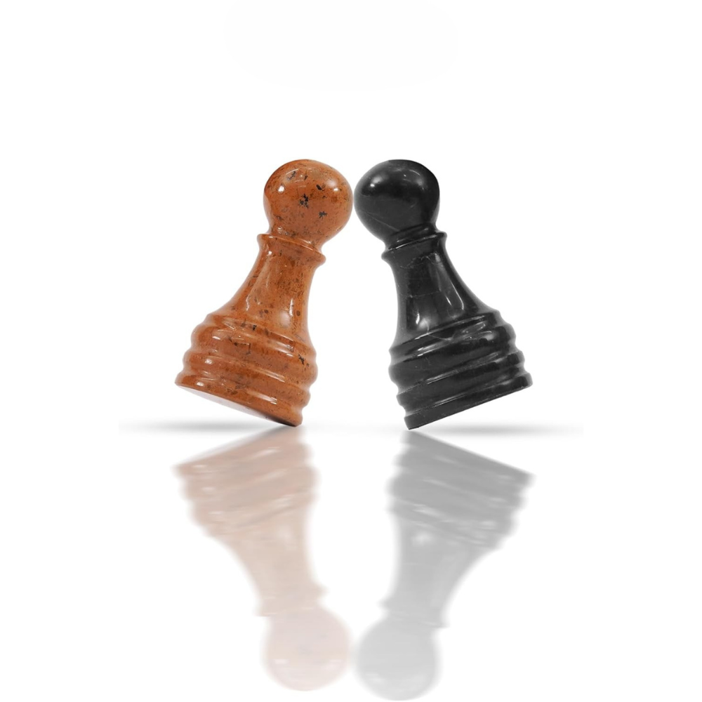 Marble Chess Pieces Golden and Black 3.5 Inch