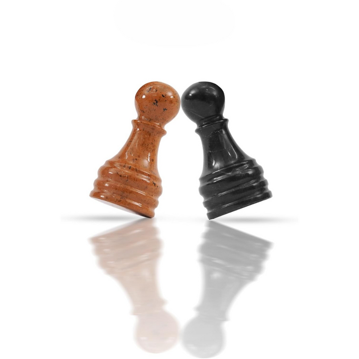 Marble Chess Pieces Golden and Black 3.5 Inch
