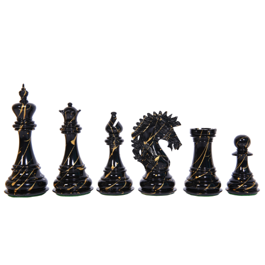 The Ruffian American Series Staunton Pièces d'échecs triples lestées en buis teinté – King size 12,2 cm