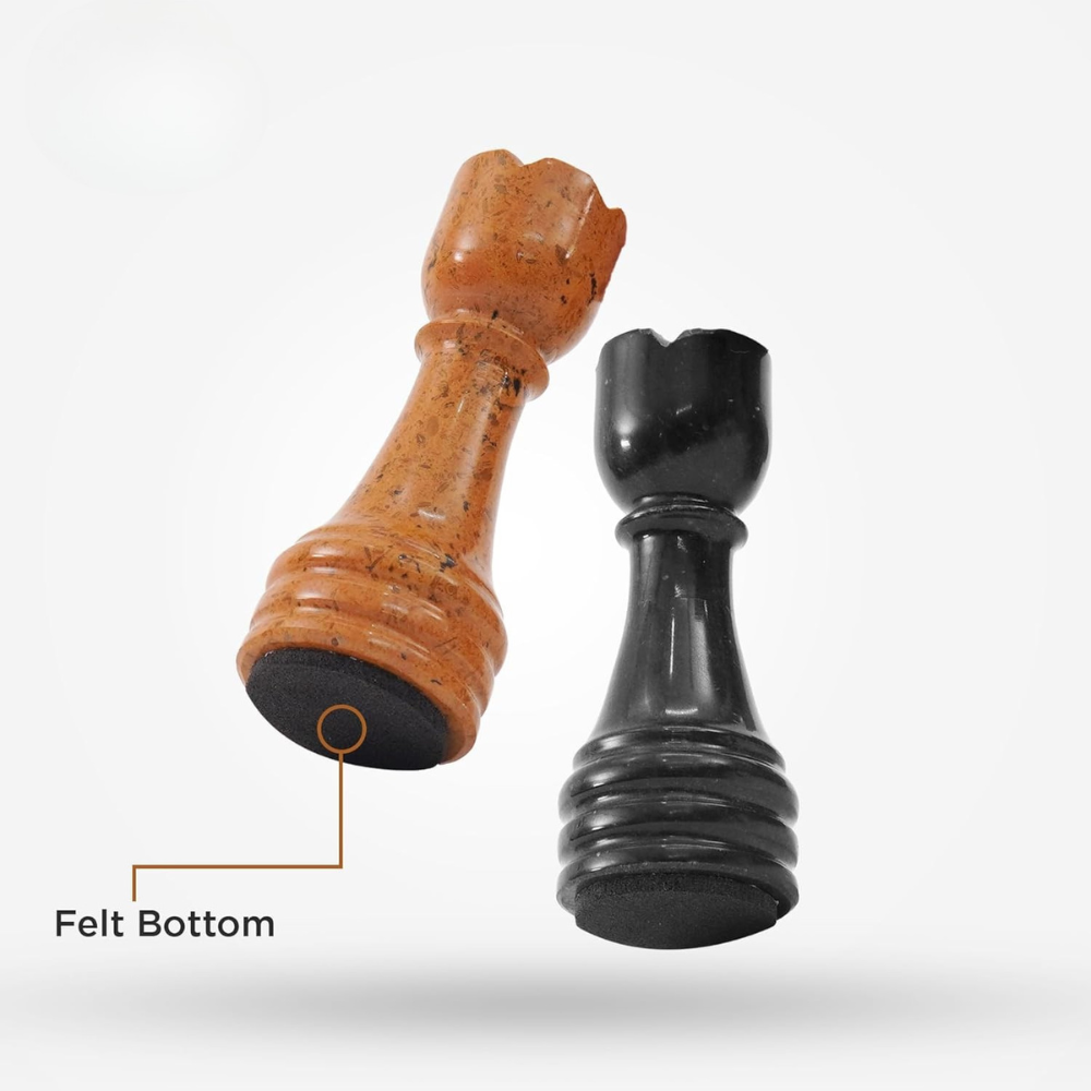 Marble Chess Pieces Golden and Black 3.5 Inch