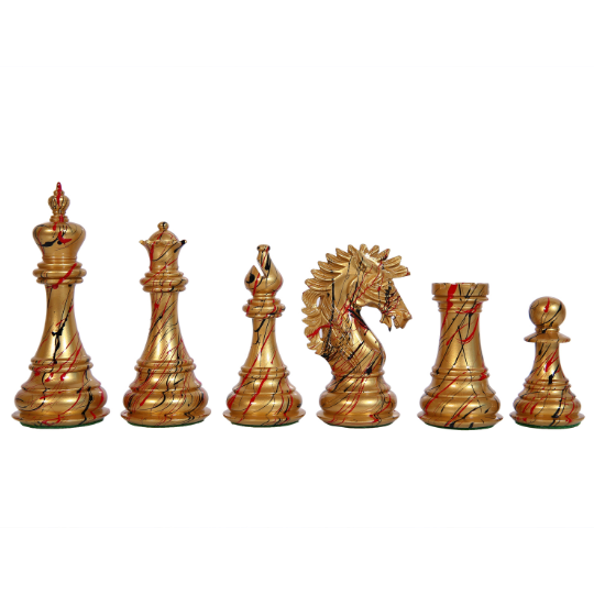 The Ruffian American Series Staunton Pièces d'échecs triples lestées en buis teinté – King size 12,2 cm