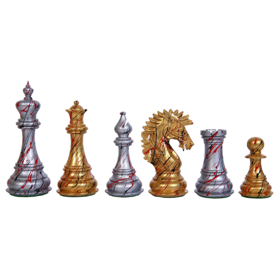 The Ruffian American Series Staunton dreifach gewichtete Schachfiguren aus gebeiztem Buchsbaum – 4,8" King