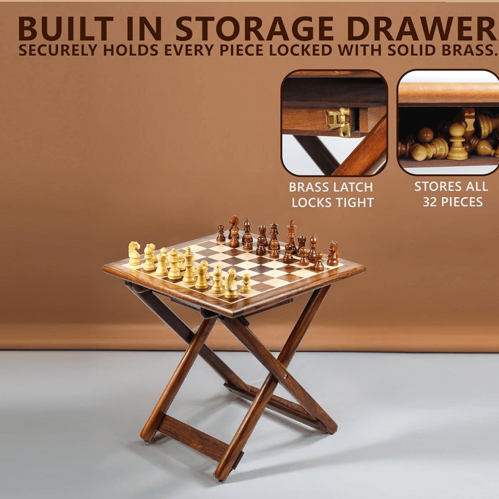 Magnetic Wooden Chess Set with Folding Stand & Storage Drawer – 12 x 12 Inch - Chess'n'Boards