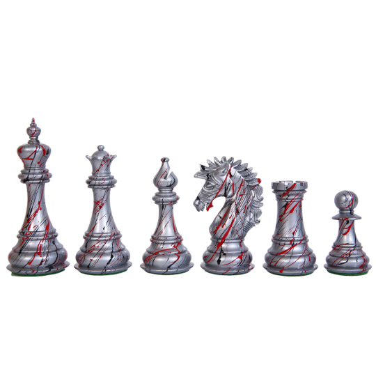 The Ruffian American Series Staunton dreifach gewichtete Schachfiguren aus gebeiztem Buchsbaum – 4,8" King