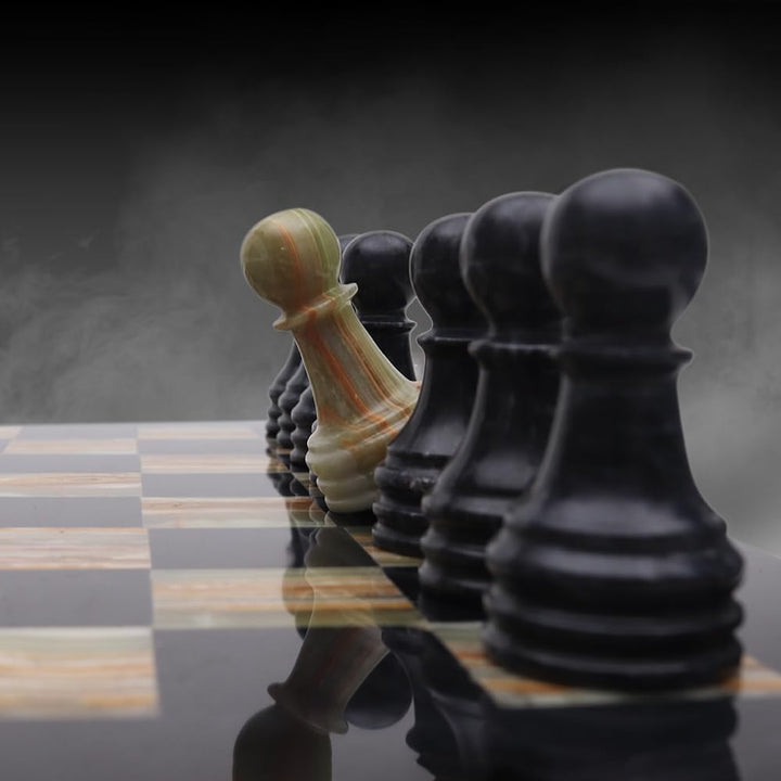Handmade Marble Chess Set - 15" Board, 34 Hand-Polished Pieces, Storage Box