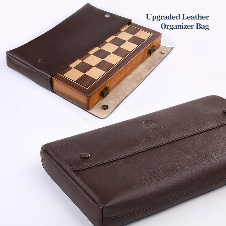 15 Inch Walnut Magnetic Chess Board Set