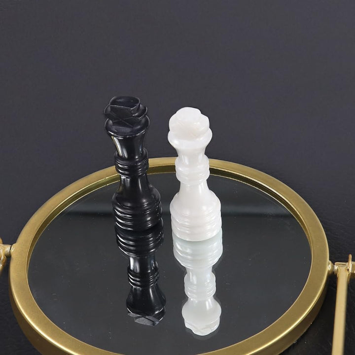 Handmade Marble Chess Set - 12" Board, 34 Hand-Polished Pieces, Storage Box