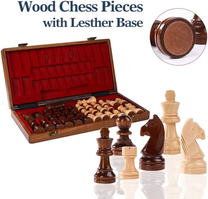15 Inch Walnut Magnetic Chess Board Set