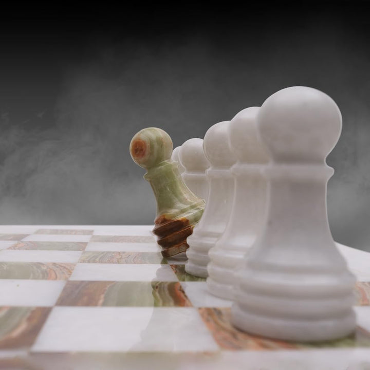 Handmade Marble Chess Set - 15" Board, 34 Handcrafted Pieces, Bonus Queens