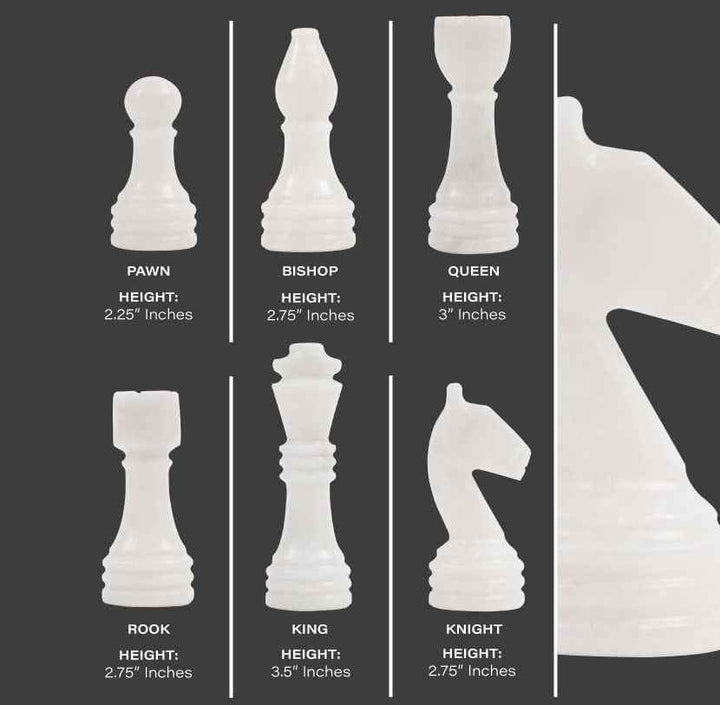 Marble Chess Set 15 Inches White and Black