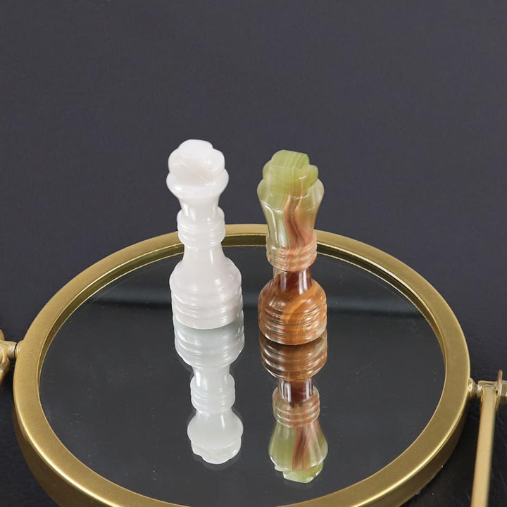 Handmade Marble Chess Set - 12" Board, 34 Handcrafted Pieces, Bonus Queens