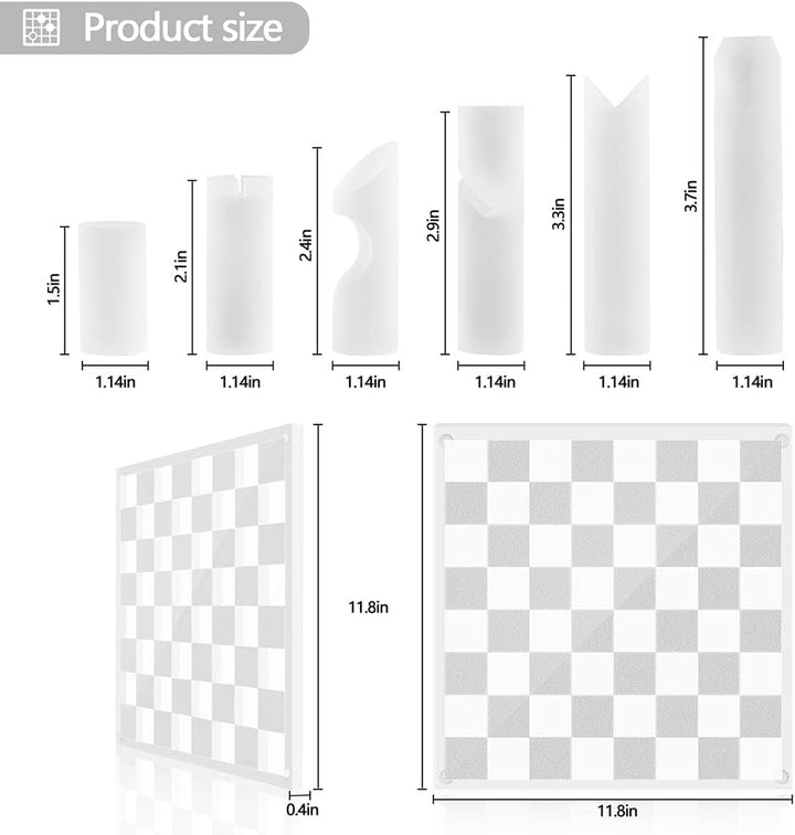 Luxury Chessboard & Pieces: Smoke & Frost Acrylic for Home Decor