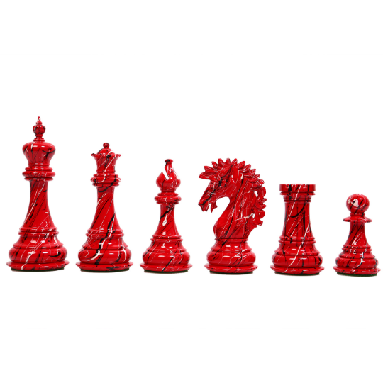 The Ruffian American Series Staunton Triple Weighted Chess Pieces in Stained Boxwood - 4.8" King