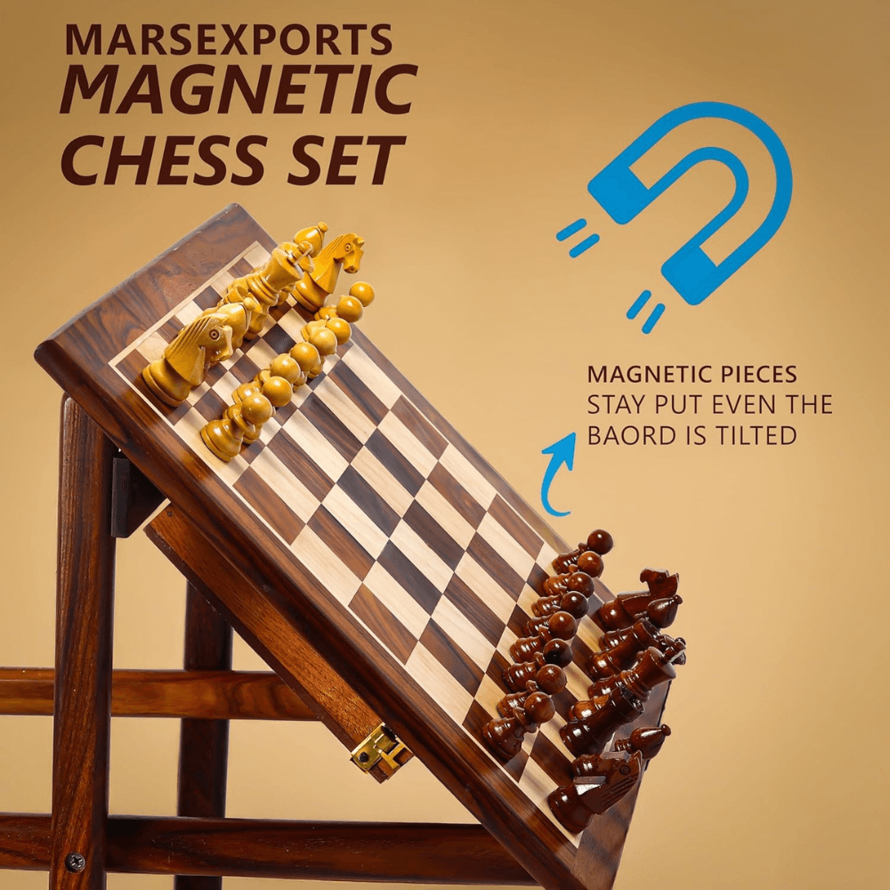 Magnetic Wooden Chess Set with Folding Stand & Storage Drawer – 12 x 12 Inch - Chess'n'Boards