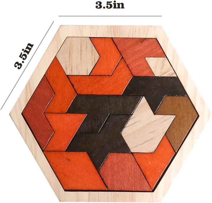 Wooden Hexagon Puzzle for Kids Brain Teaser Blocks Puzzles Games