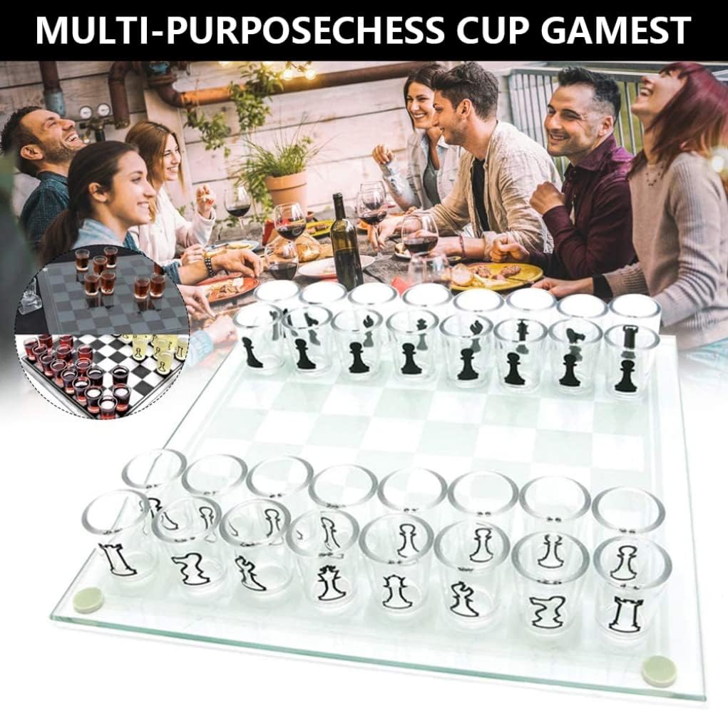 Small Shot Glass Chess Set | Drinking Cup Acrylic Glass Chess Set