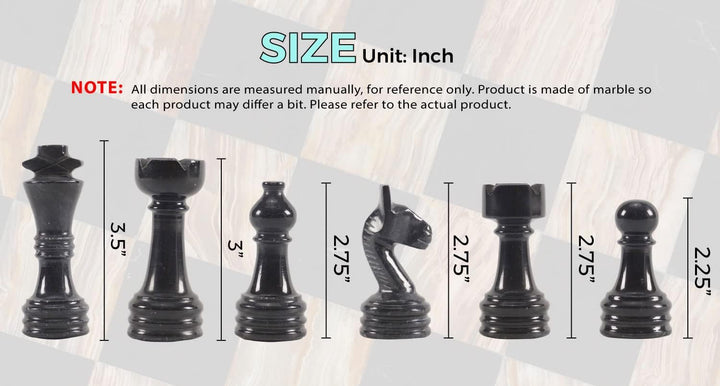 Marble Chess Pieces Black & Multi Green 3.5 Inch