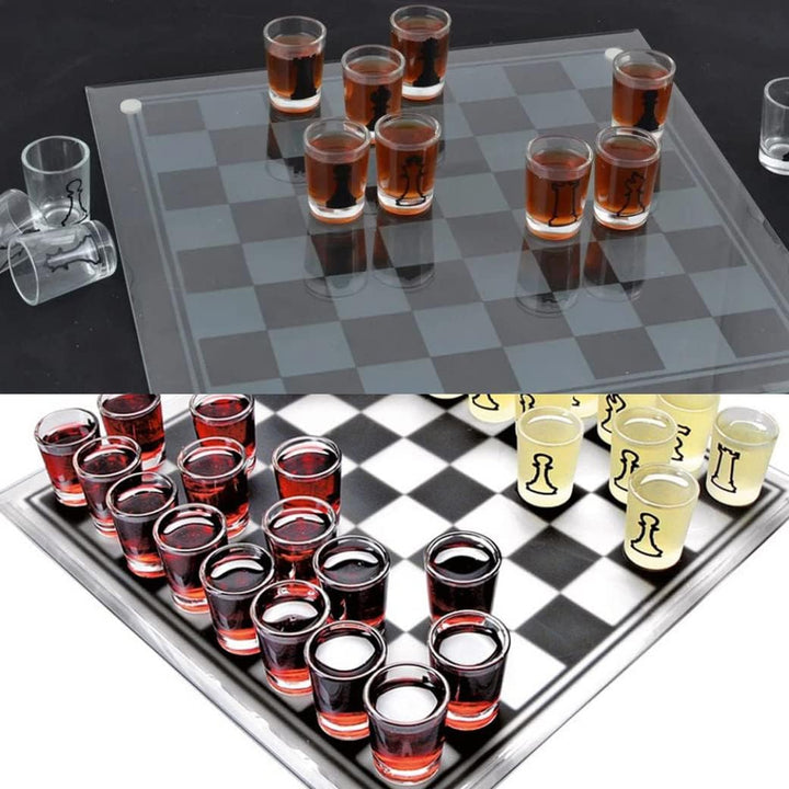 Small Shot Glass Chess Set | Drinking Cup Acrylic Glass Chess Set