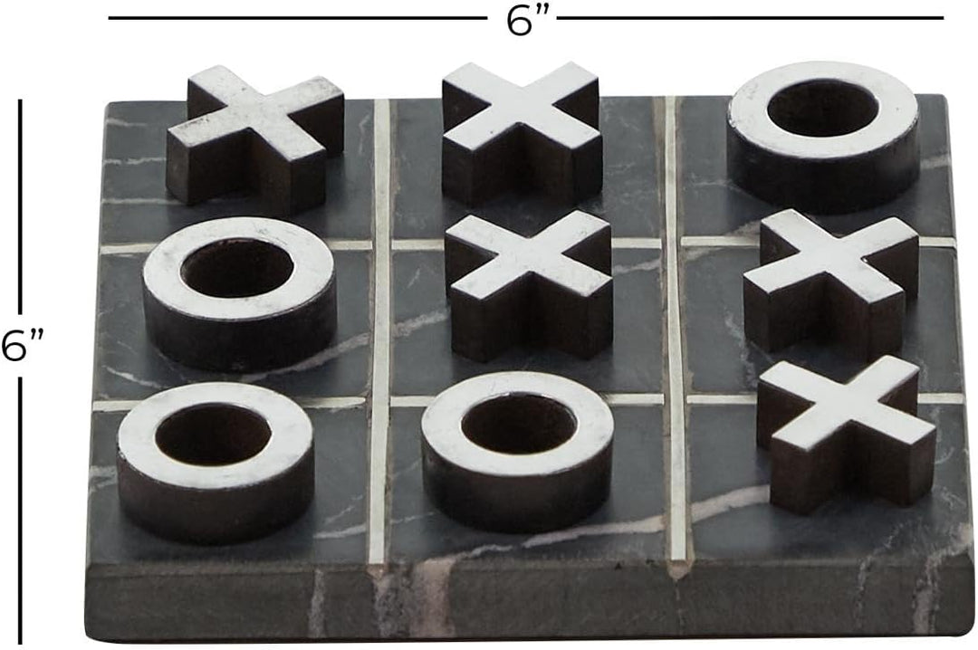 Contemporary Marble Game Set, 6"L x 6"H, Black/Silver