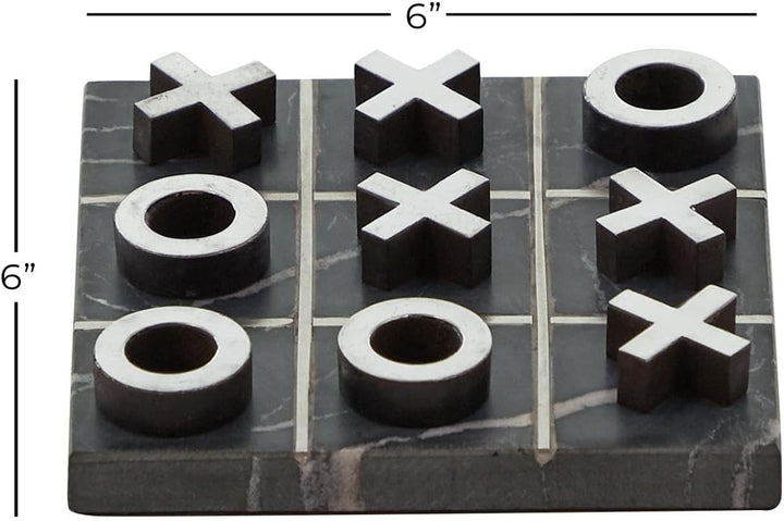 Contemporary Marble Game Set, 6"L x 6"H, Black/Silver