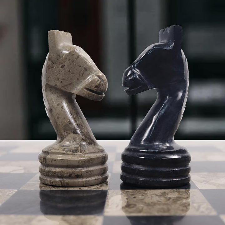 Handmade Marble Chess Set - 12" Board, 34 Handcrafted Pieces, Bonus Queens