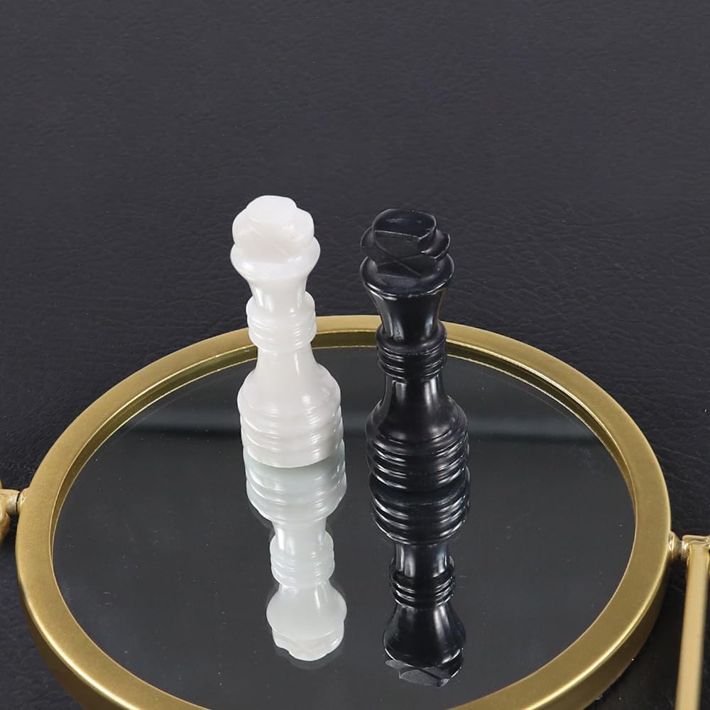 Handmade Marble Chess Set - 12" Board, 34 Hand-Polished Pieces, Storage Box