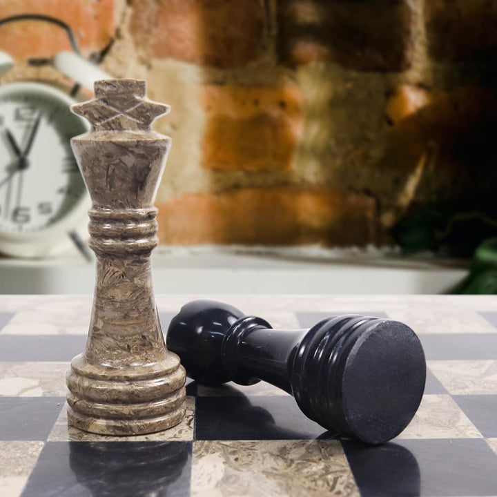 Handmade Marble Chess Set - 12" Board, 34 Handcrafted Pieces, Bonus Queens