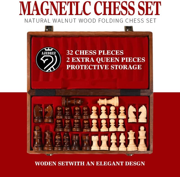 15 Inch Walnut Magnetic Chess Board Set