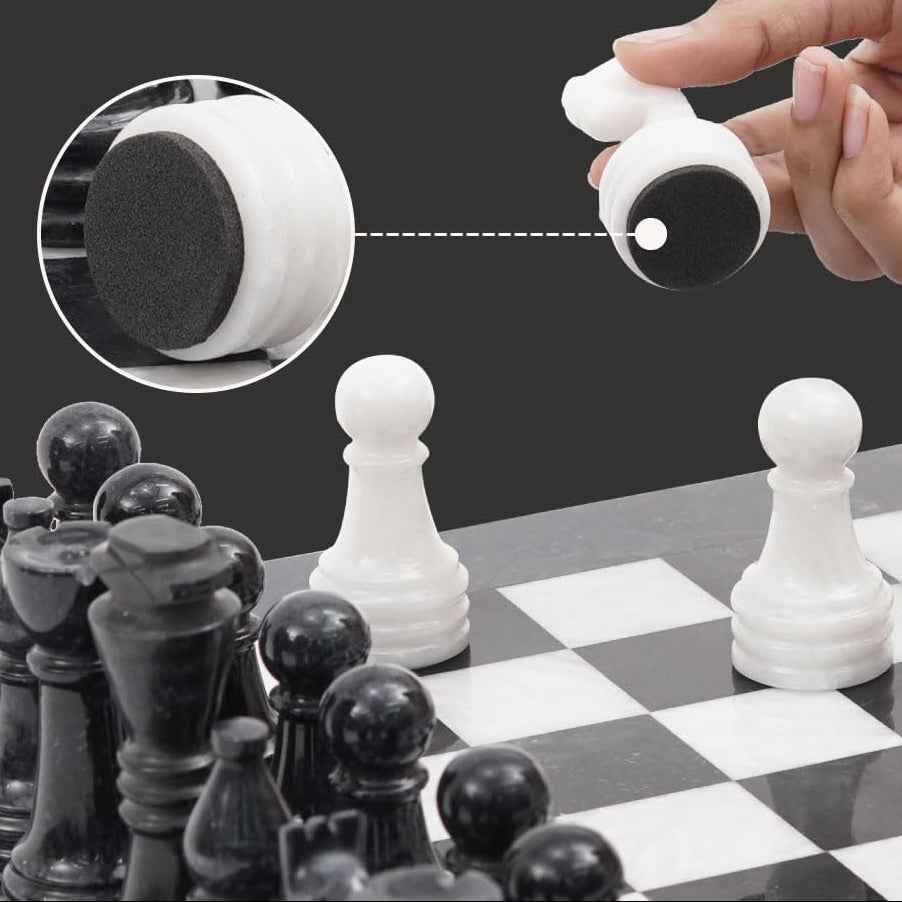 Marble Chess Set 15 Inches White and Black