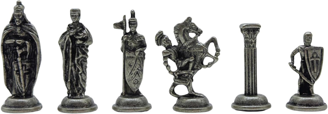Handcrafted Chess Board and British Figure Metal Chess Pieces