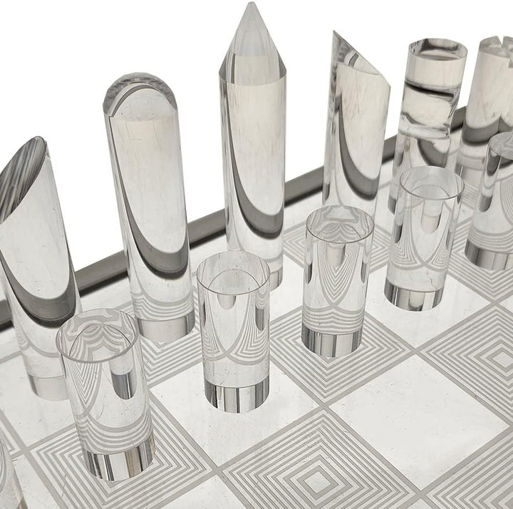 OnDisplay 3D Luxe Acrylic Fire & Ice LED Light Glowing Chess Set