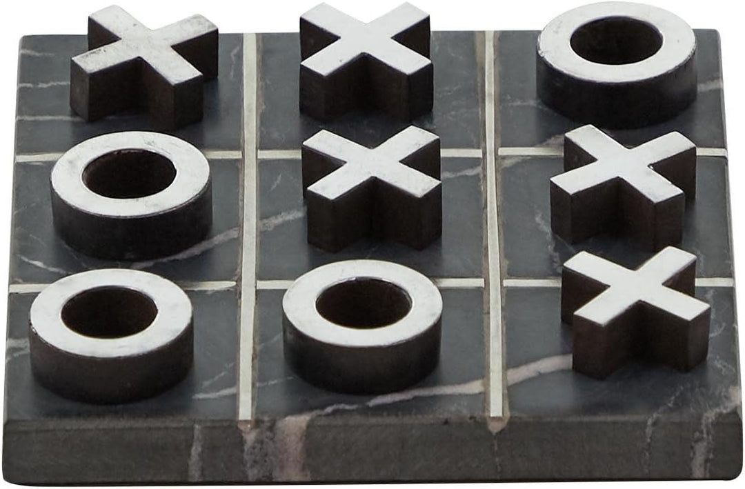 Contemporary Marble Game Set, 6"L x 6"H, Black/Silver
