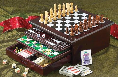 15 in 1 Tabletop Wood-accented Game Center with Storage Drawer