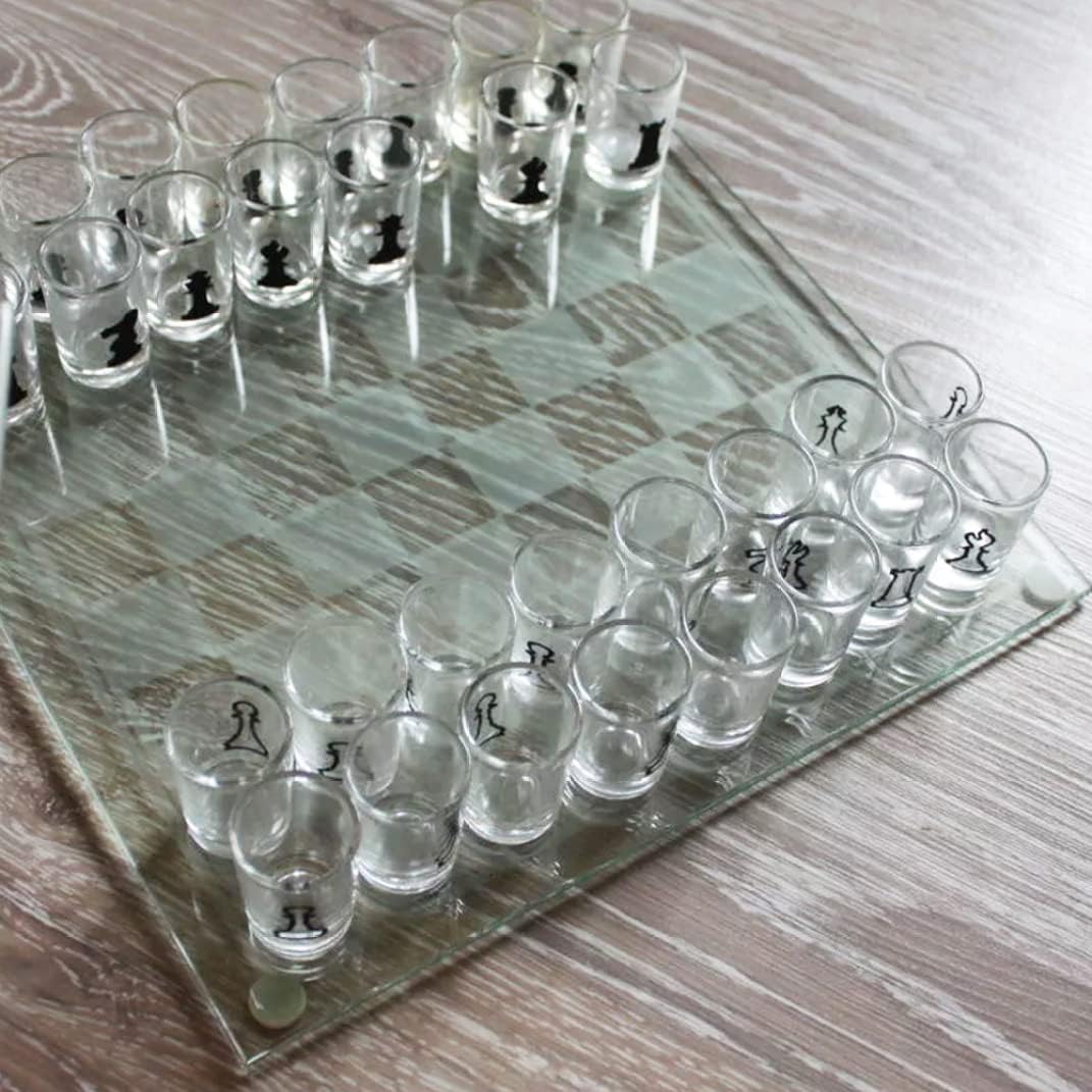 Small Shot Glass Chess Set | Drinking Cup Acrylic Glass Chess Set