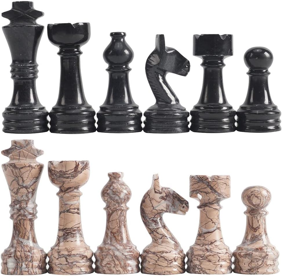 Marble Chess Pieces Black & Marinara 3.5 Inch