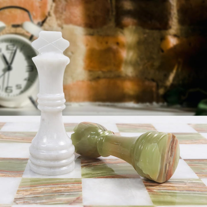 Handmade Marble Chess Set - 12" Board, 34 Handcrafted Pieces, Bonus Queens