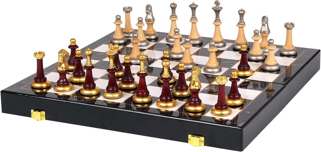 Metal Chess Set Portable Travel Chess Set Folding Chessboard