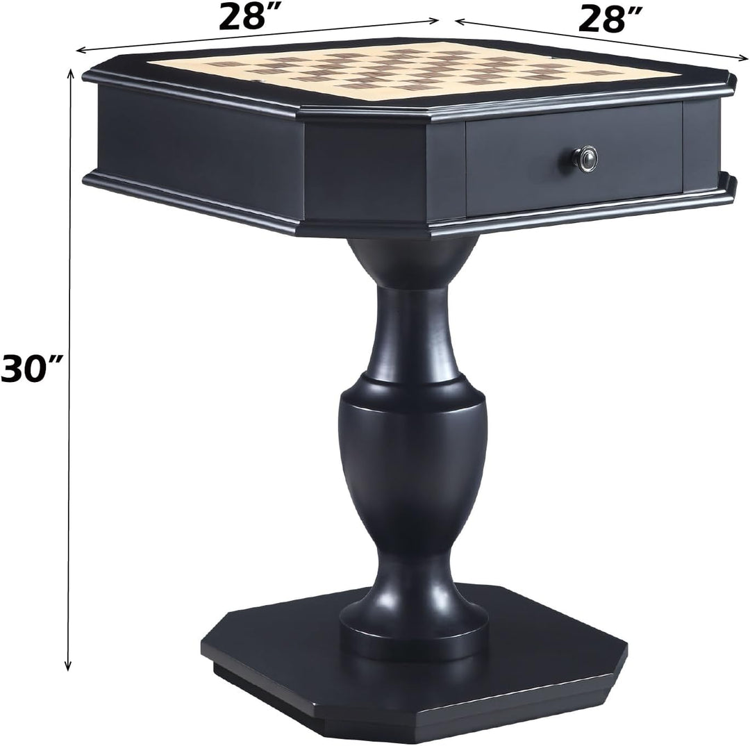 Reversible Chess Checker Game Table w/Backgammon Game Tray (Black)