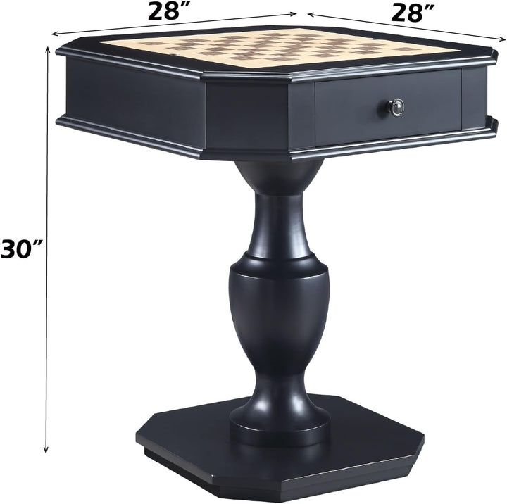 Reversible Chess Checker Game Table w/Backgammon Game Tray (Black)