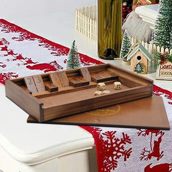 2-Player Shut The Box Wooden Board Dice Game with 12 Numbers