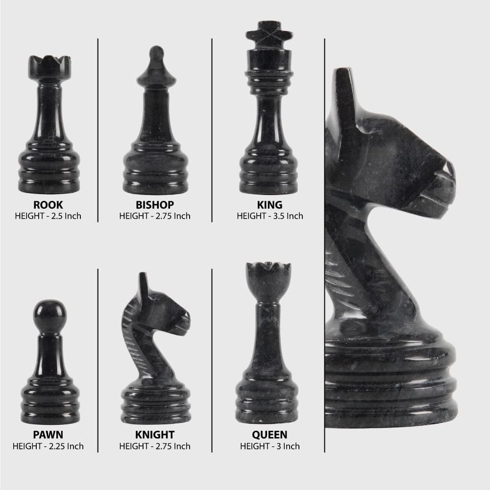Marble Chess Pieces Black & white 3.5 Inch