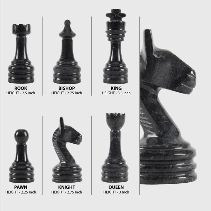 Marble Chess Pieces Black and Coral 3.5 Inch