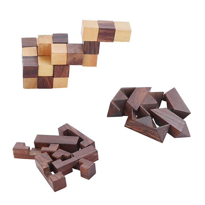 3-in-1 handgefertigtes Holzpuzzle