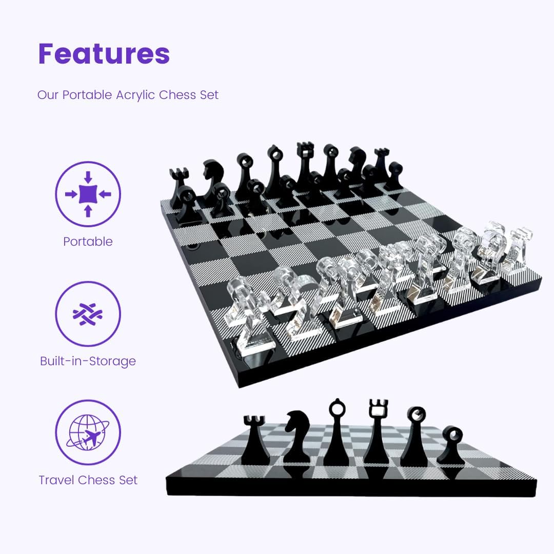 Portable Acrylic Chess Set