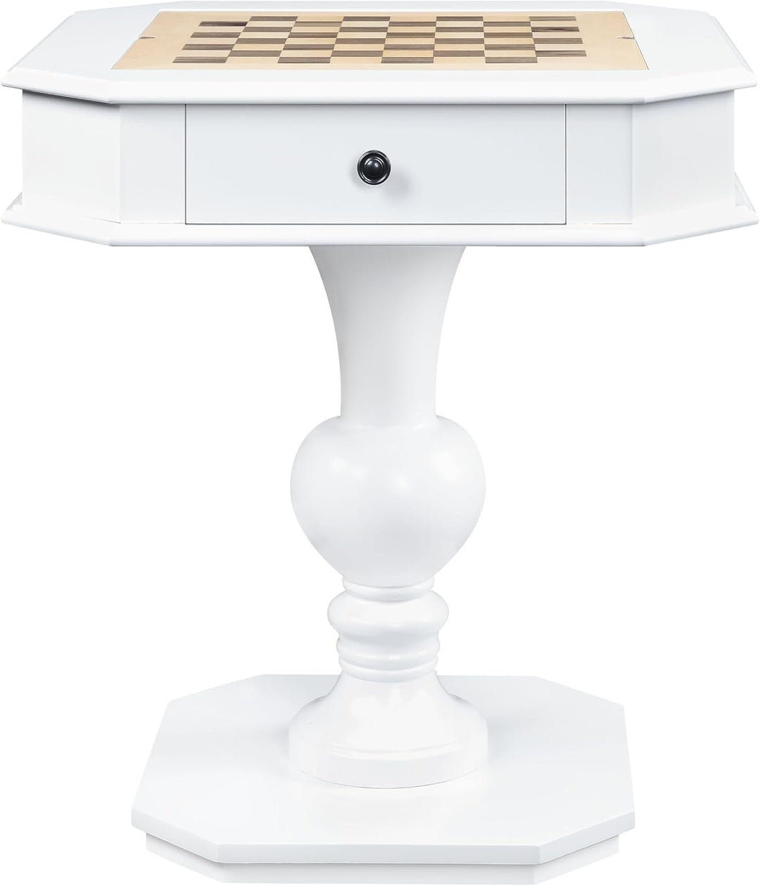 Reversible Chess Checker Game Table w/Backgammon Game Tray (White)