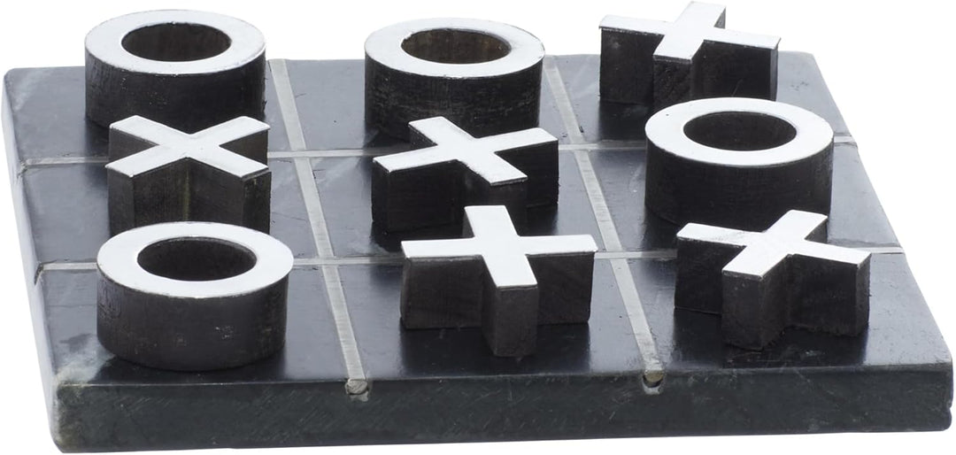 Contemporary Marble Game Set, 6"L x 6"H, Black/Silver